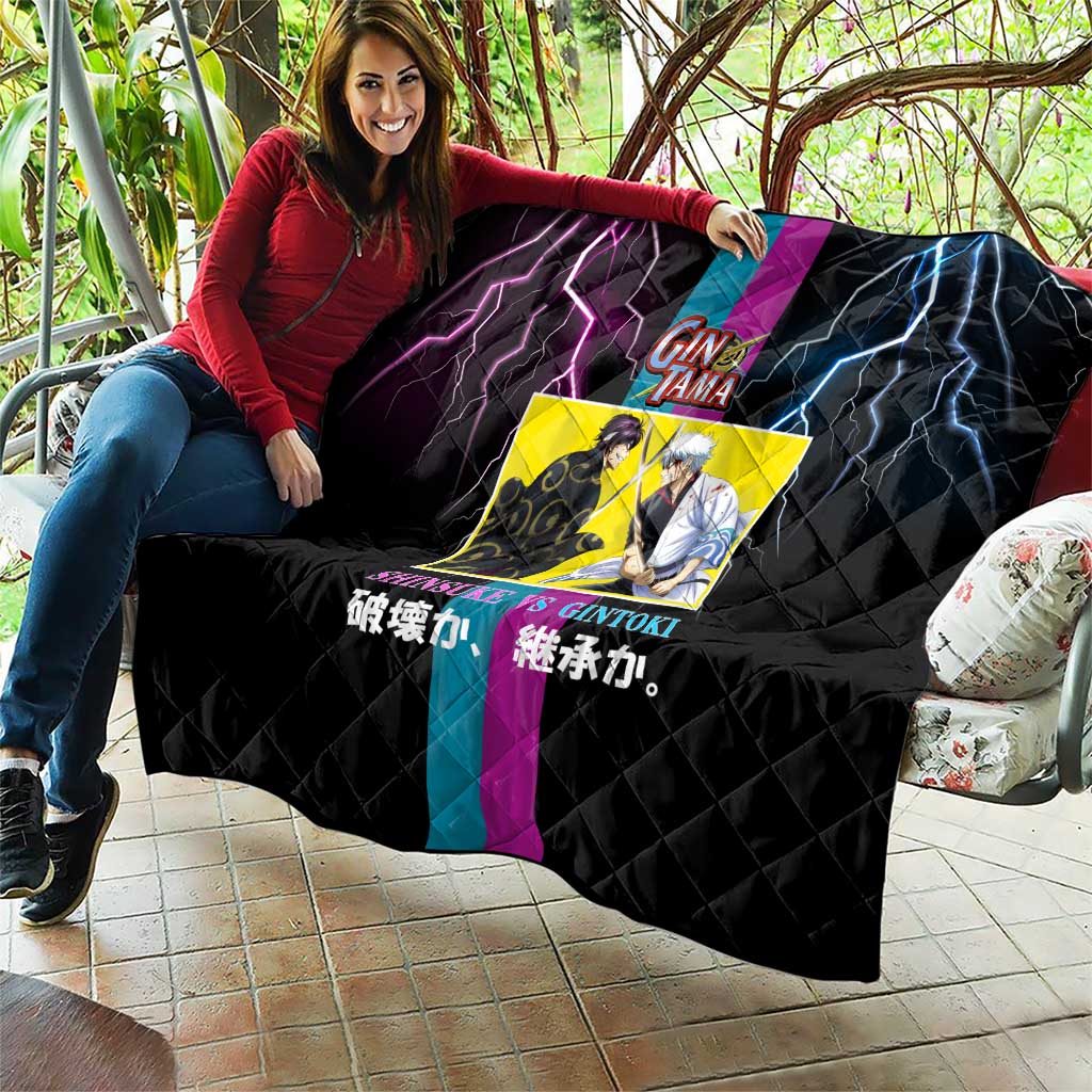 Shinsuke vs Gintoki Gintama Split Lightning Design Quilt with Sword Duel and Anime Showdown Theme - The Mazicc