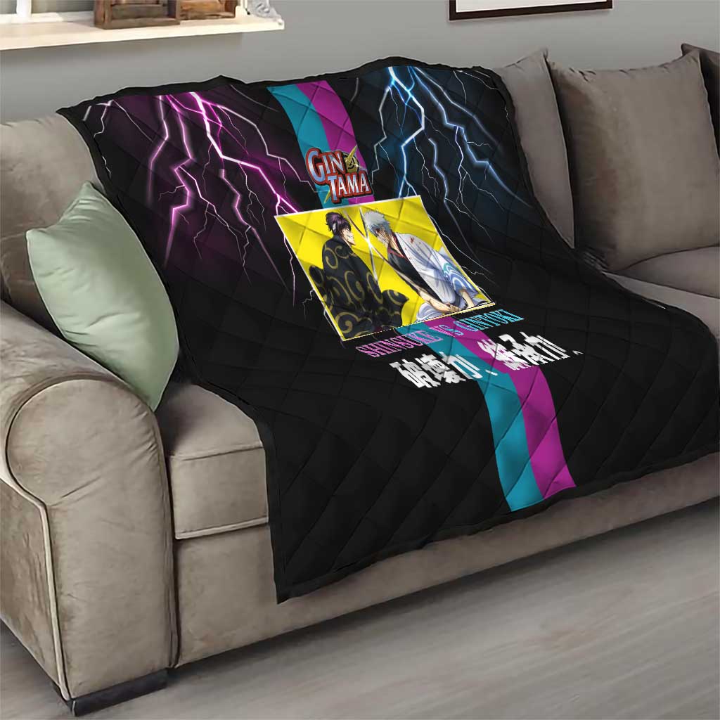 Shinsuke vs Gintoki Gintama Split Lightning Design Quilt with Sword Duel and Anime Showdown Theme - The Mazicc