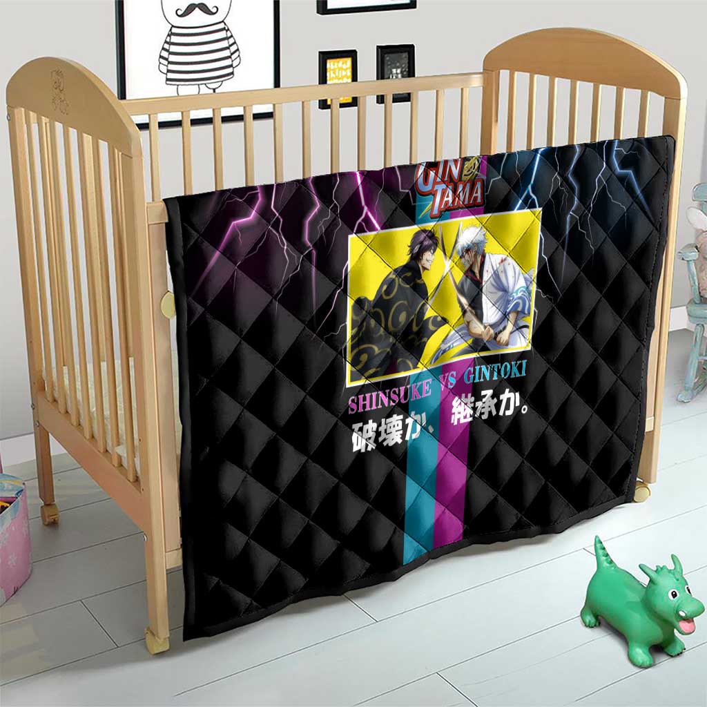 Shinsuke vs Gintoki Gintama Split Lightning Design Quilt with Sword Duel and Anime Showdown Theme - The Mazicc