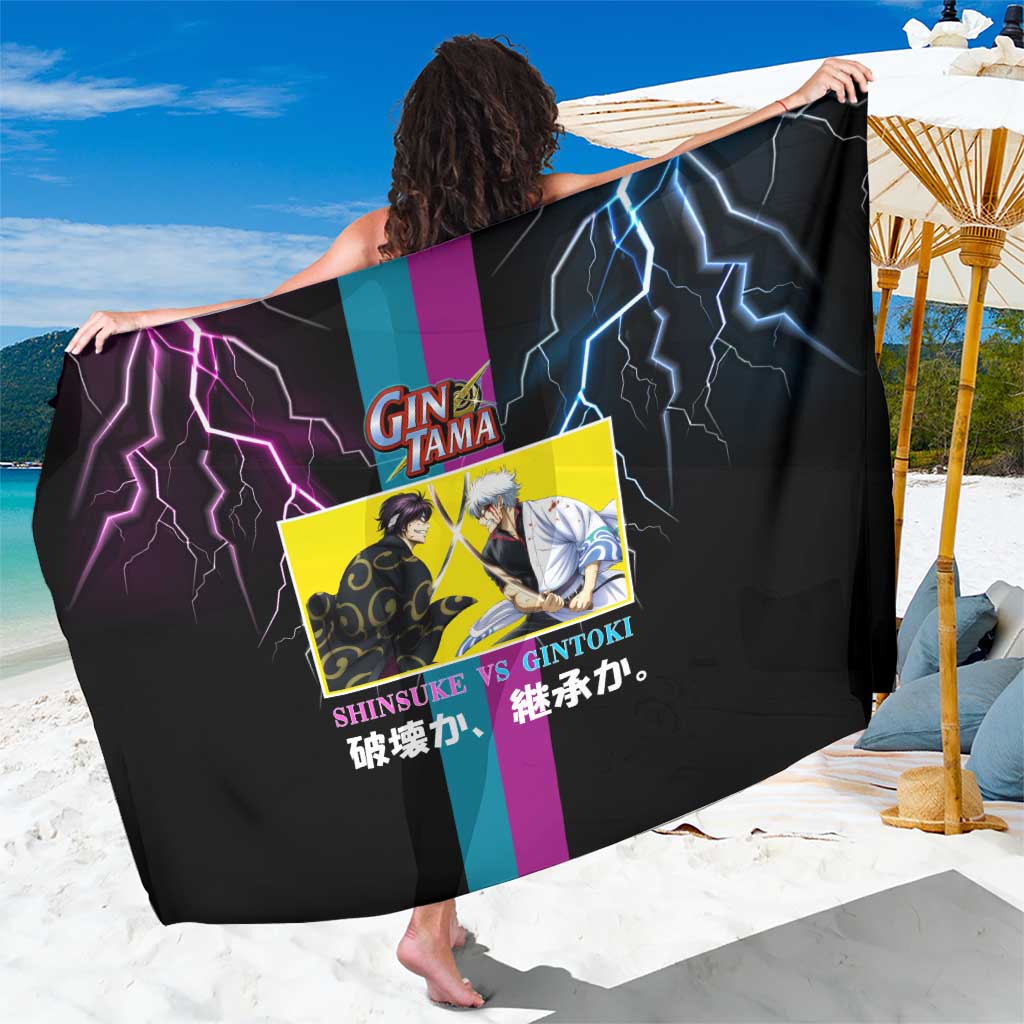 Shinsuke vs Gintoki Gintama Split Lightning Design Sarong with Sword Duel and Anime Showdown Theme - The Mazicc