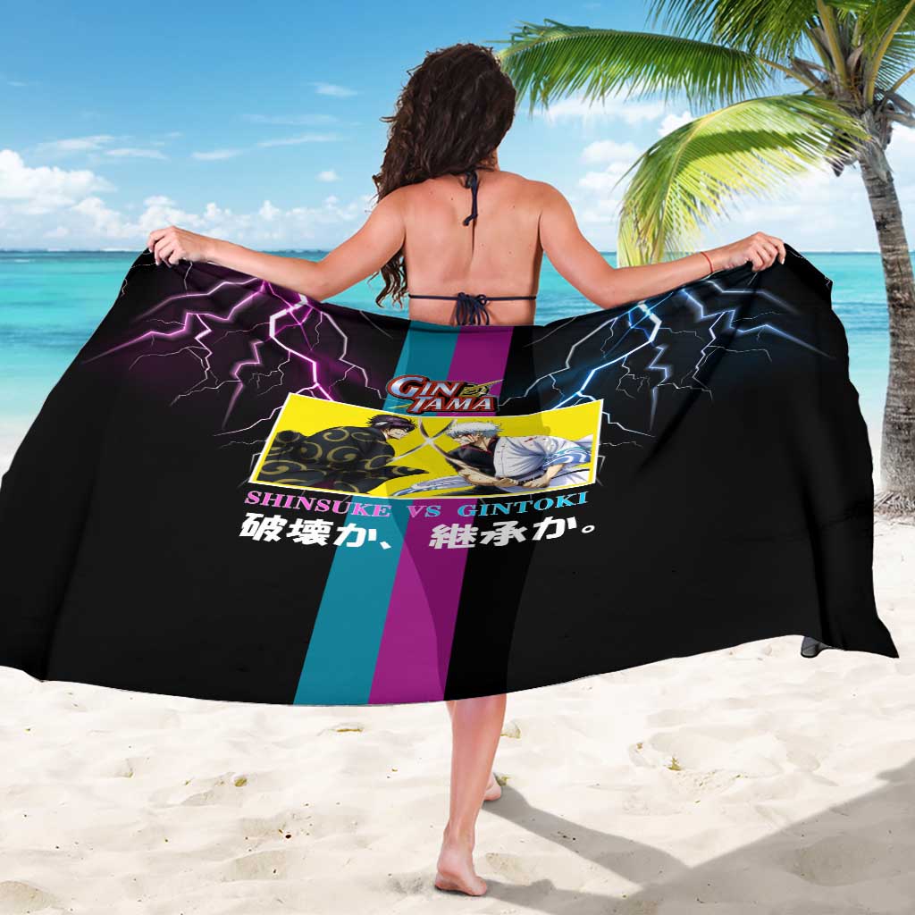 Shinsuke vs Gintoki Gintama Split Lightning Design Sarong with Sword Duel and Anime Showdown Theme - The Mazicc