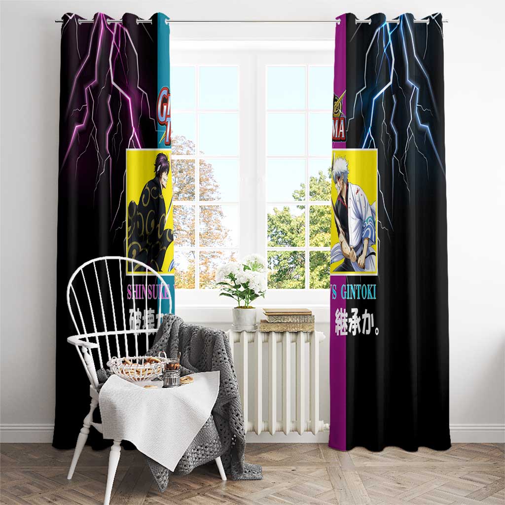 Shinsuke vs Gintoki Gintama Split Lightning Design Window Curtain with Sword Duel and Anime Showdown Theme - The Mazicc