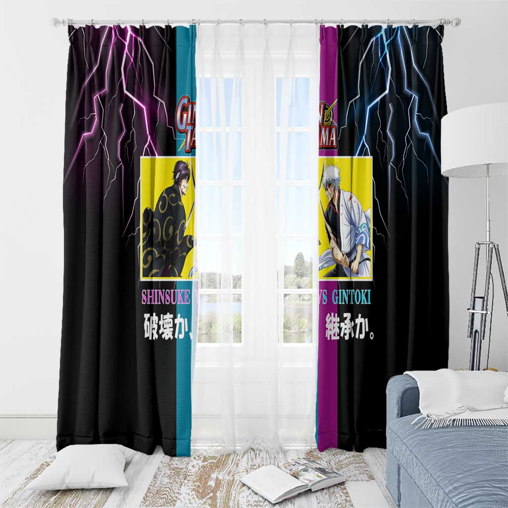 Shinsuke vs Gintoki Gintama Split Lightning Design Window Curtain with Sword Duel and Anime Showdown Theme - The Mazicc