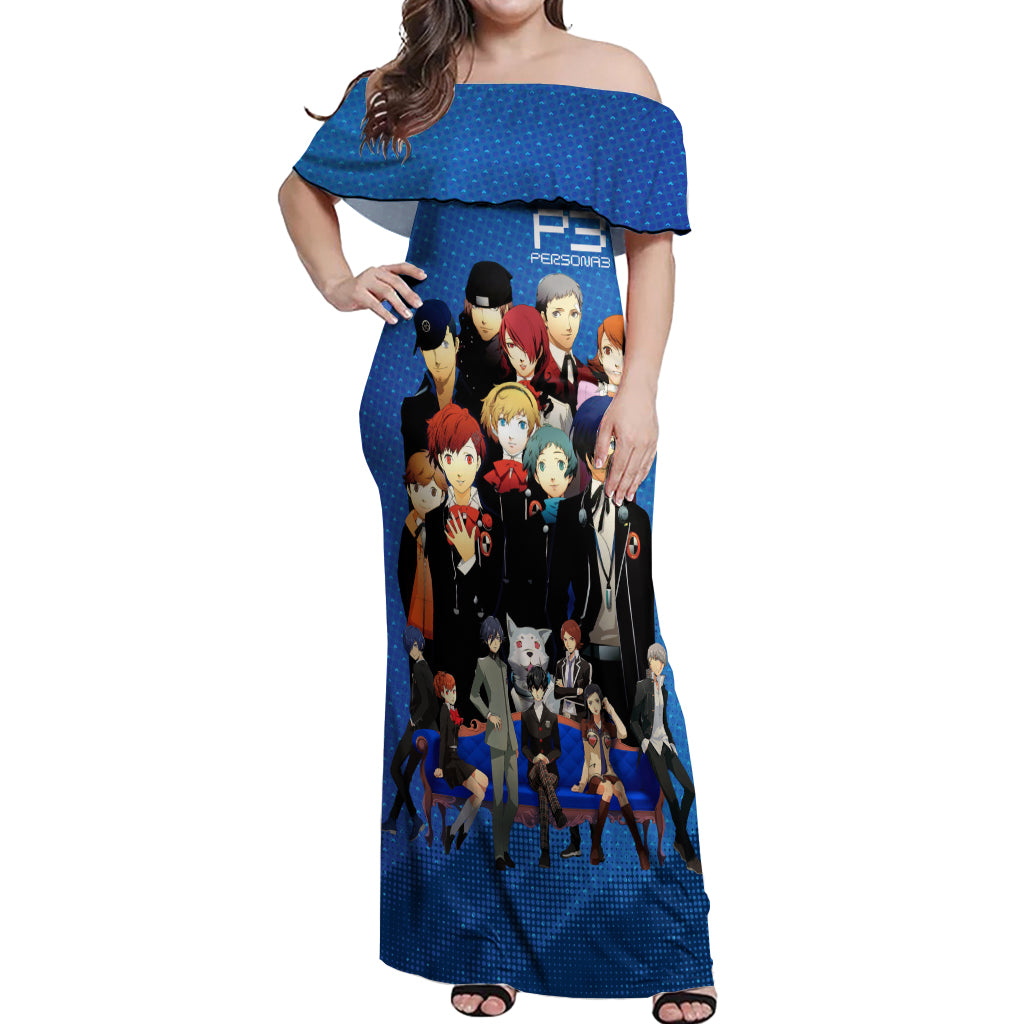 Persona 3 Team Anime Off Shoulder Maxi Dress