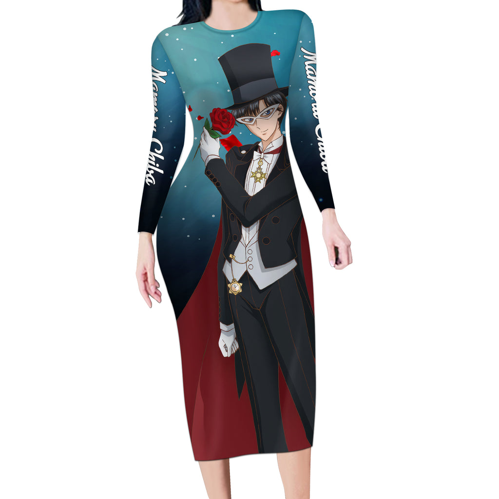 Tuxedo Anime Long Sleeve Bodycon Dress