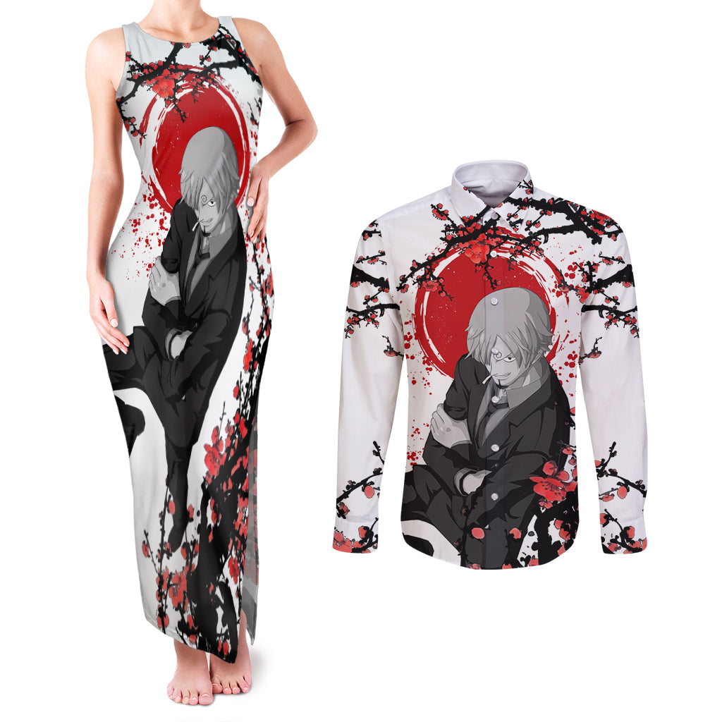 Vinsmoke Sanji One Piece Japan Style Anime Couples Matching Tank Maxi Dress and Long Sleeve Button Shirt