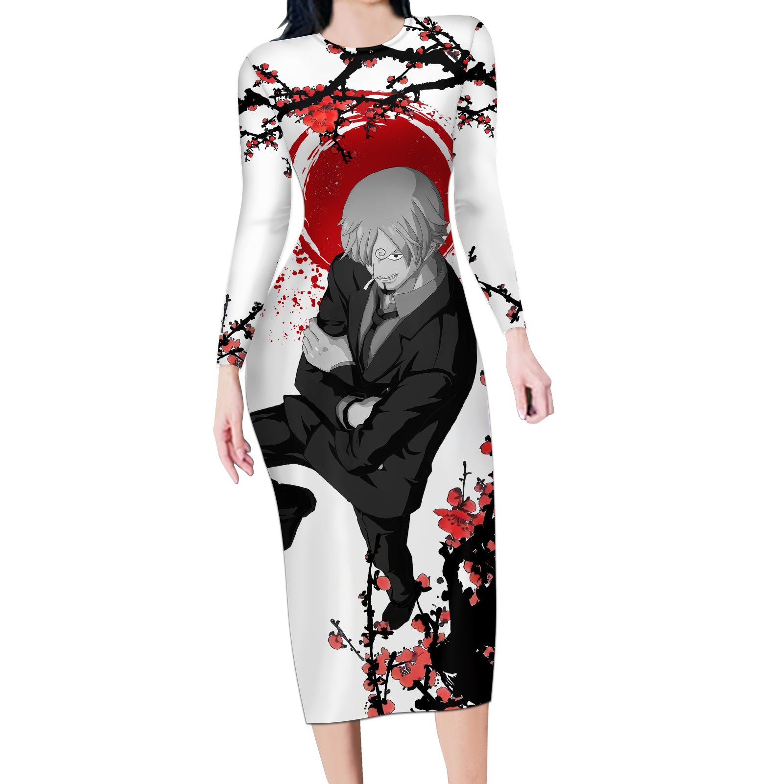 Vinsmoke Sanji One Piece Japan Style Anime Long Sleeve Bodycon Dress