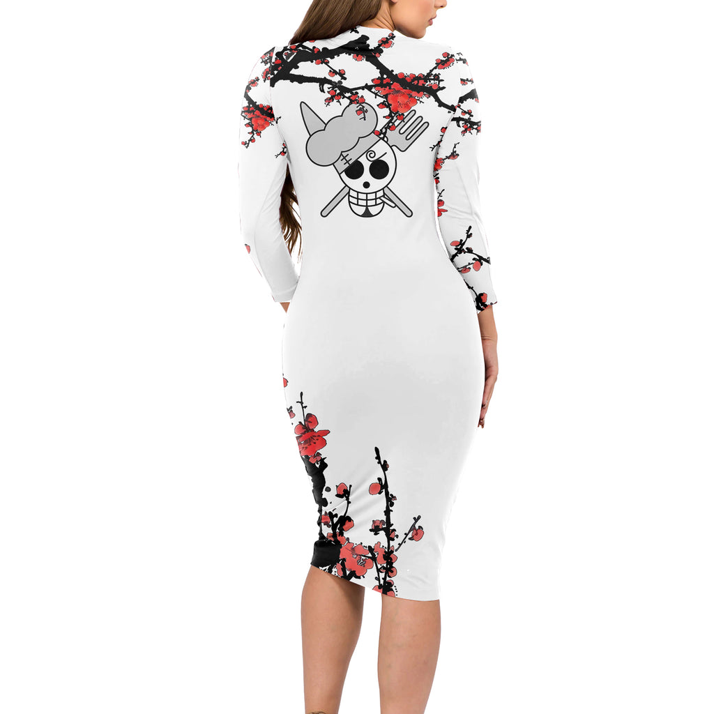 Vinsmoke Sanji One Piece Japan Style Anime Long Sleeve Bodycon Dress