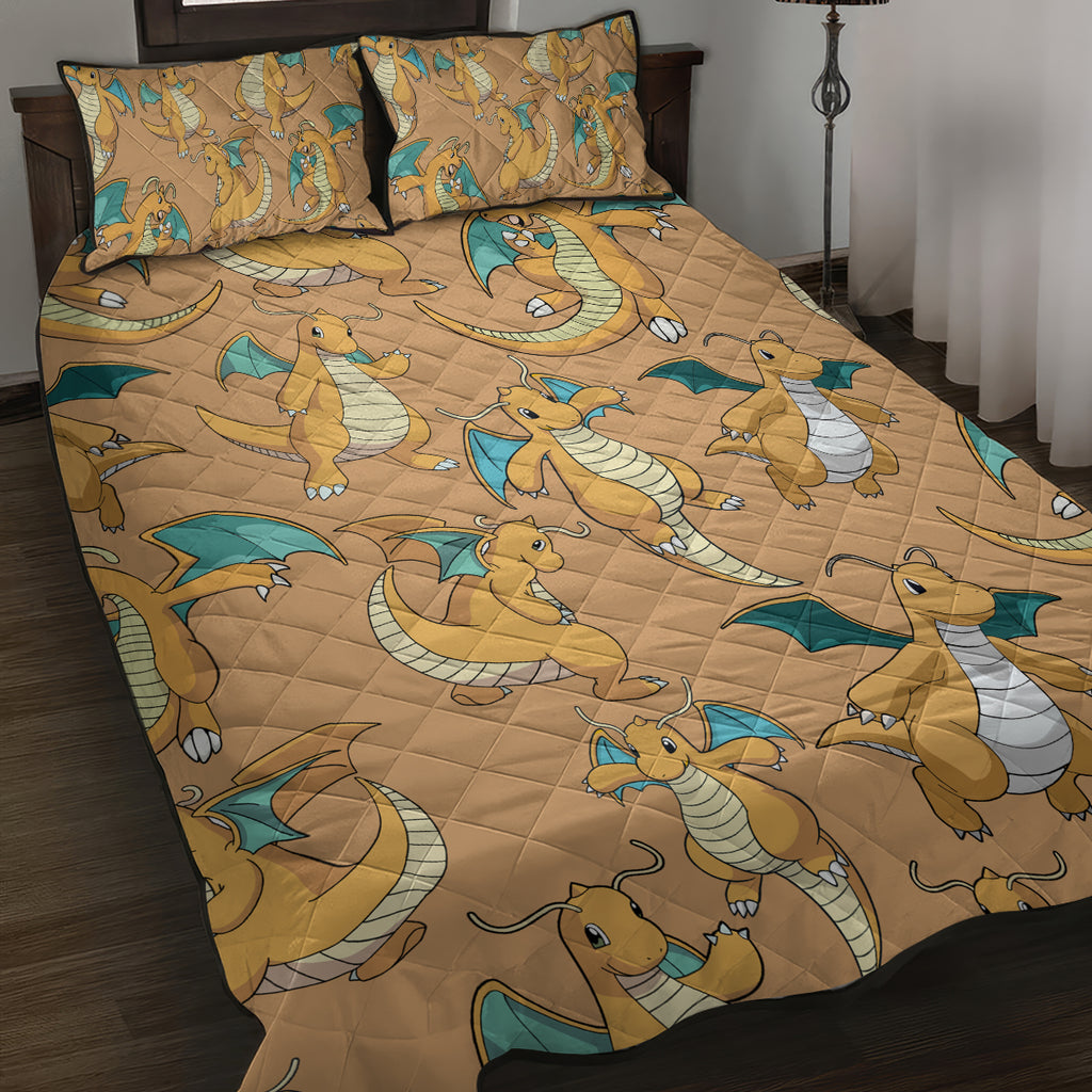 Dragonite Pattern Style Quilt Bed Set