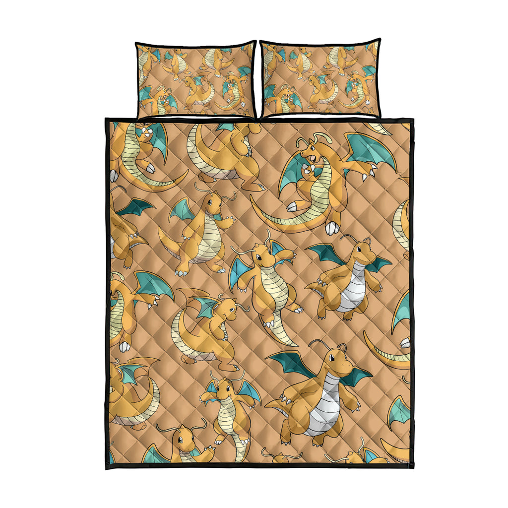 Dragonite Pattern Style Quilt Bed Set