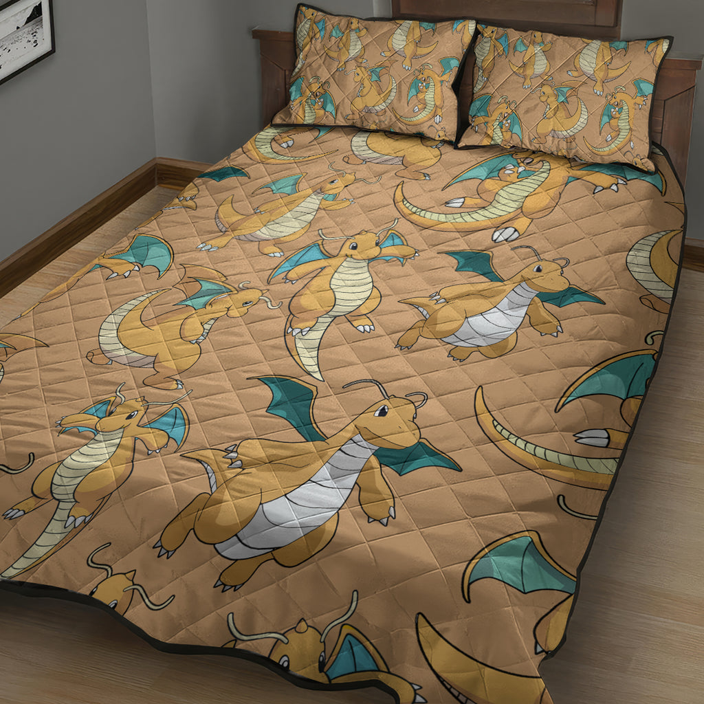 Dragonite Pattern Style Quilt Bed Set