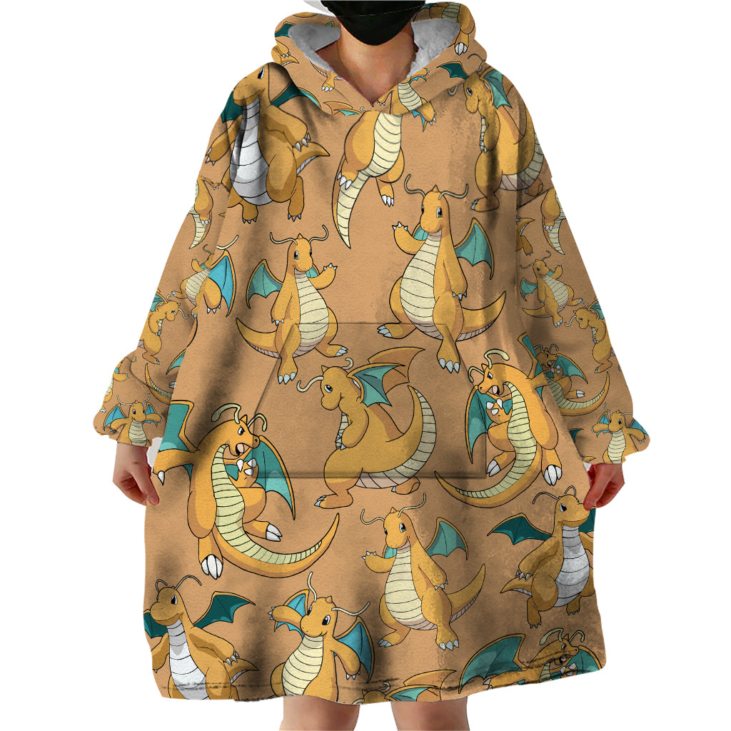 Dragonite Pattern Style Wearable Blanket Hoodie