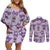 Noibat Clothes Pattern Style Couples Matching Off Shoulder Short Dress and Long Sleeve Button Shirt