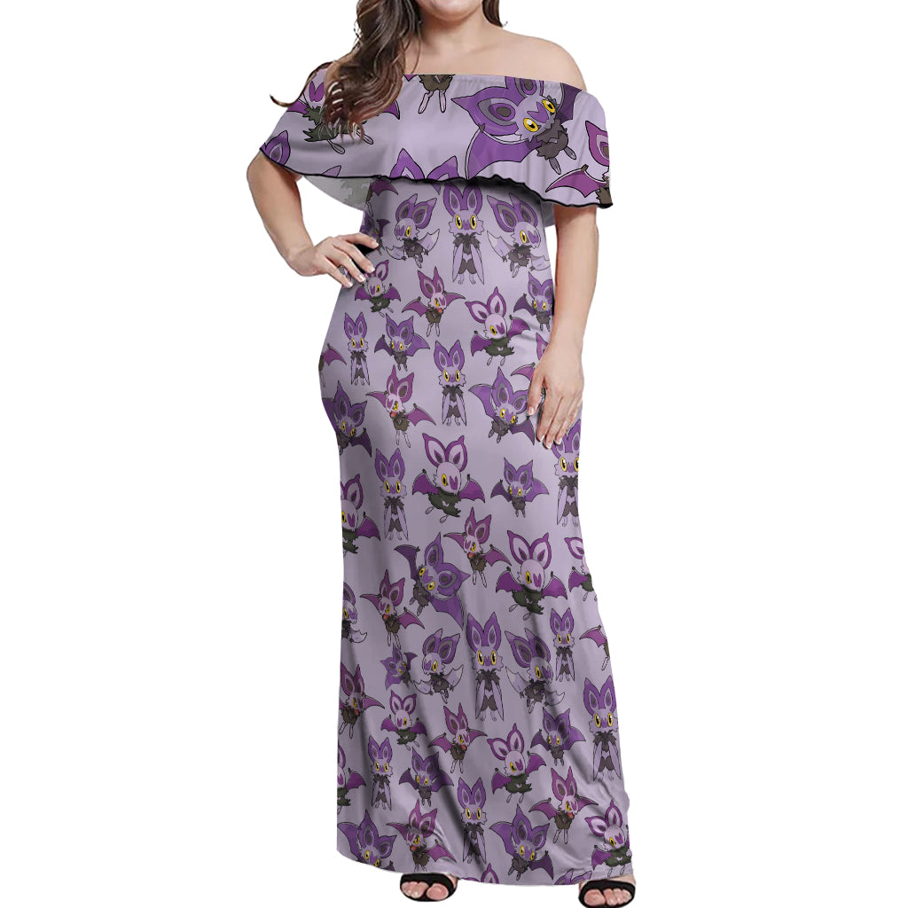 Noibat Clothes Pattern Style Off Shoulder Maxi Dress