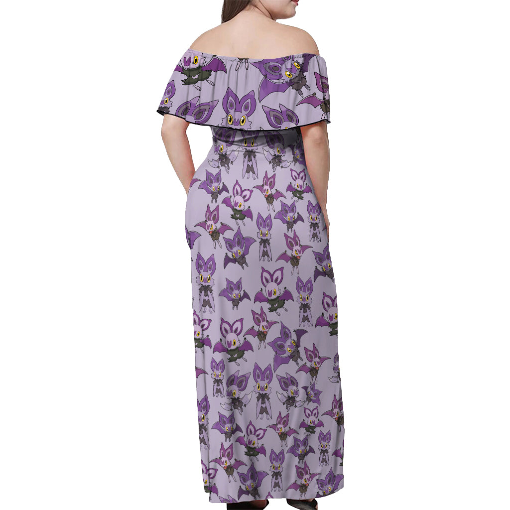 Noibat Clothes Pattern Style Off Shoulder Maxi Dress