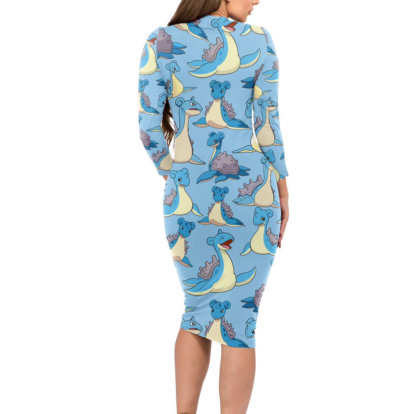 Lapras Clothes Pattern Style Long Sleeve Bodycon Dress