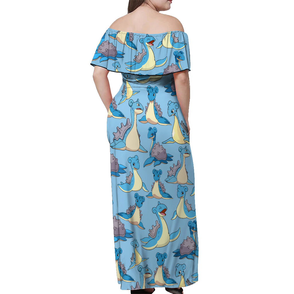 Lapras Clothes Pattern Style Off Shoulder Maxi Dress