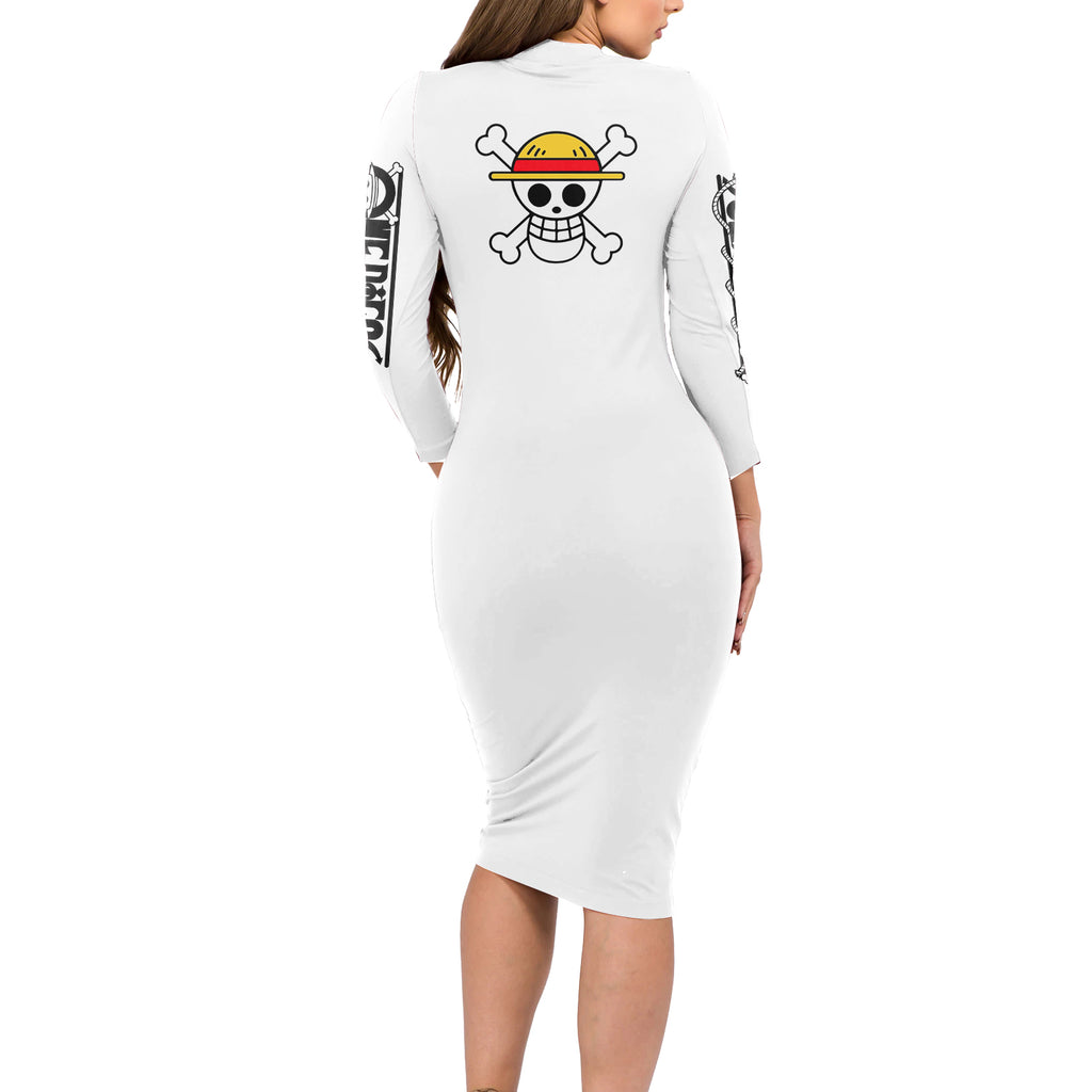 Luffy Gear 5 White Hair One Piece Streetstyle Long Sleeve Bodycon Dress