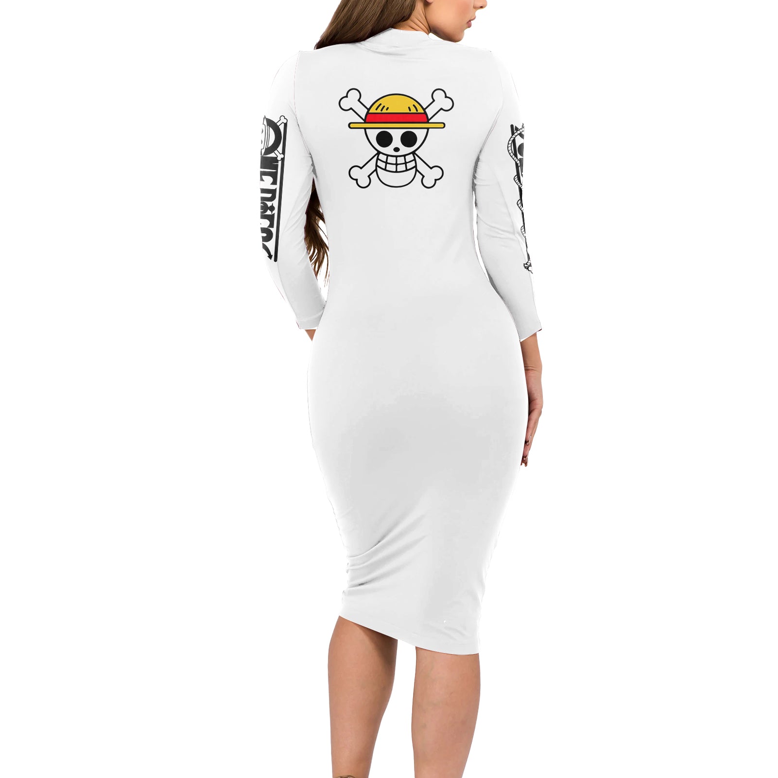 Luffy Gear 5 White Hair One Piece Streetstyle Long Sleeve Bodycon Dress
