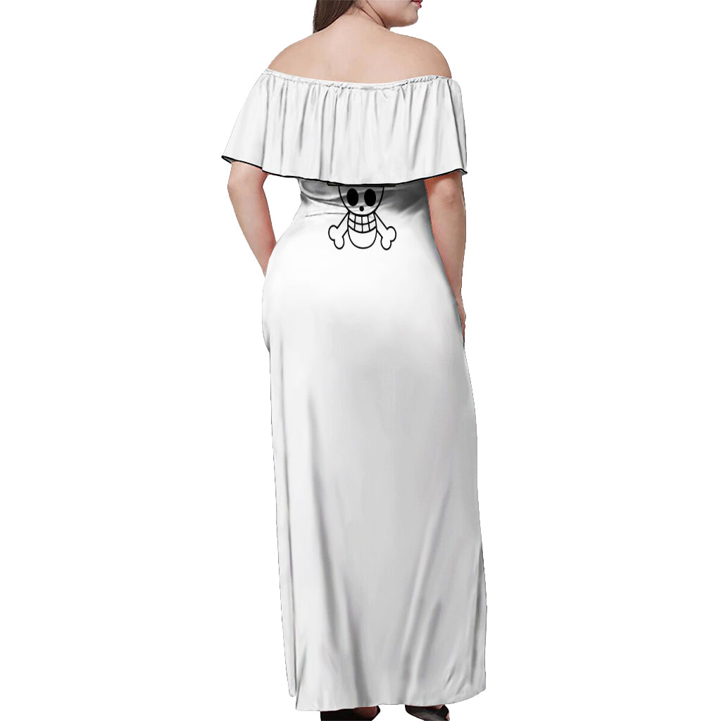 Luffy Gear 5 White Hair One Piece Streetstyle Off Shoulder Maxi Dress