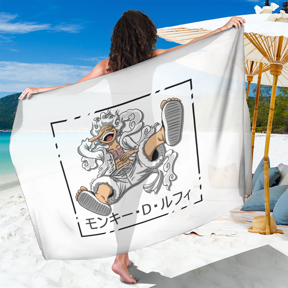 Luffy Gear 5 White Hair One Piece Streetstyle Sarong