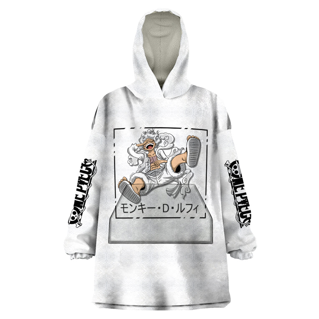 Luffy Gear 5 White Hair One Piece Streetstyle Wearable Blanket Hoodie
