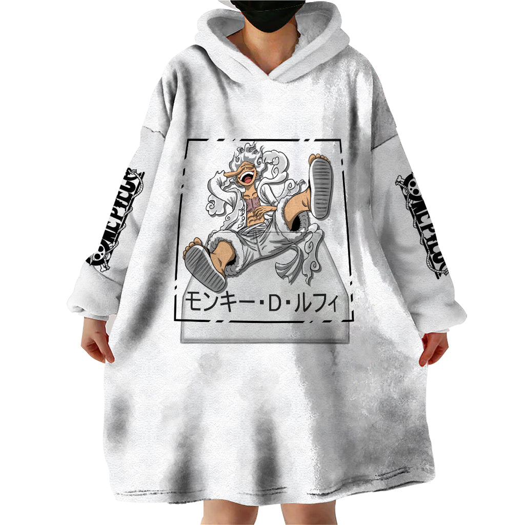 Luffy Gear 5 White Hair One Piece Streetstyle Wearable Blanket Hoodie