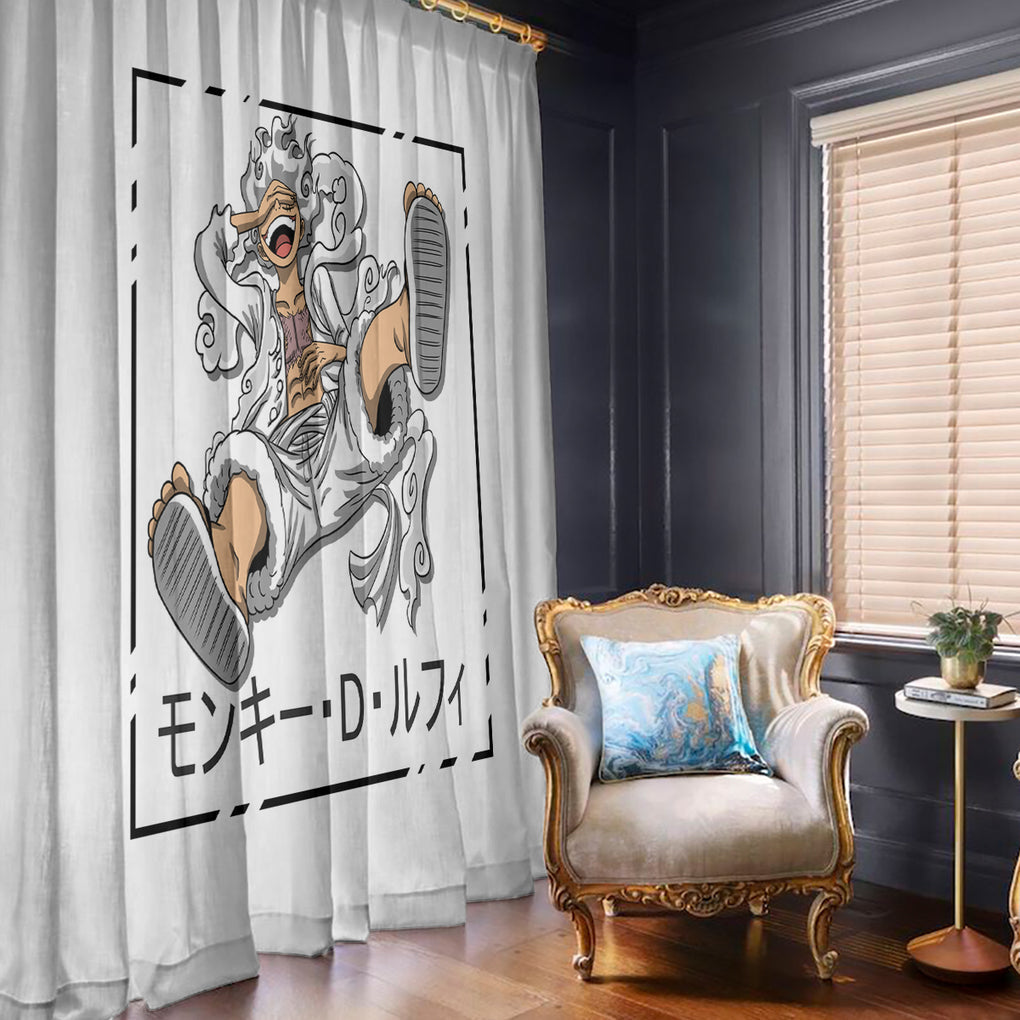 Luffy Gear 5 White Hair One Piece Streetstyle Window Curtain