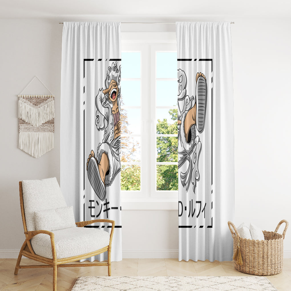Luffy Gear 5 White Hair One Piece Streetstyle Window Curtain