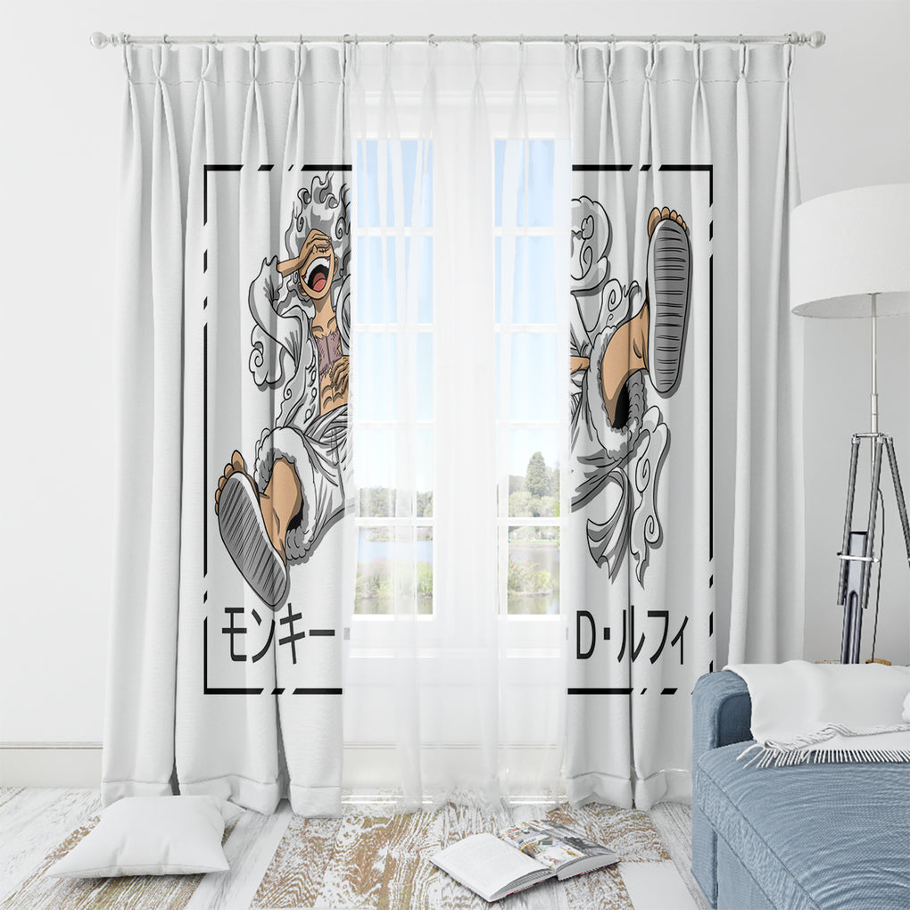 Luffy Gear 5 White Hair One Piece Streetstyle Window Curtain