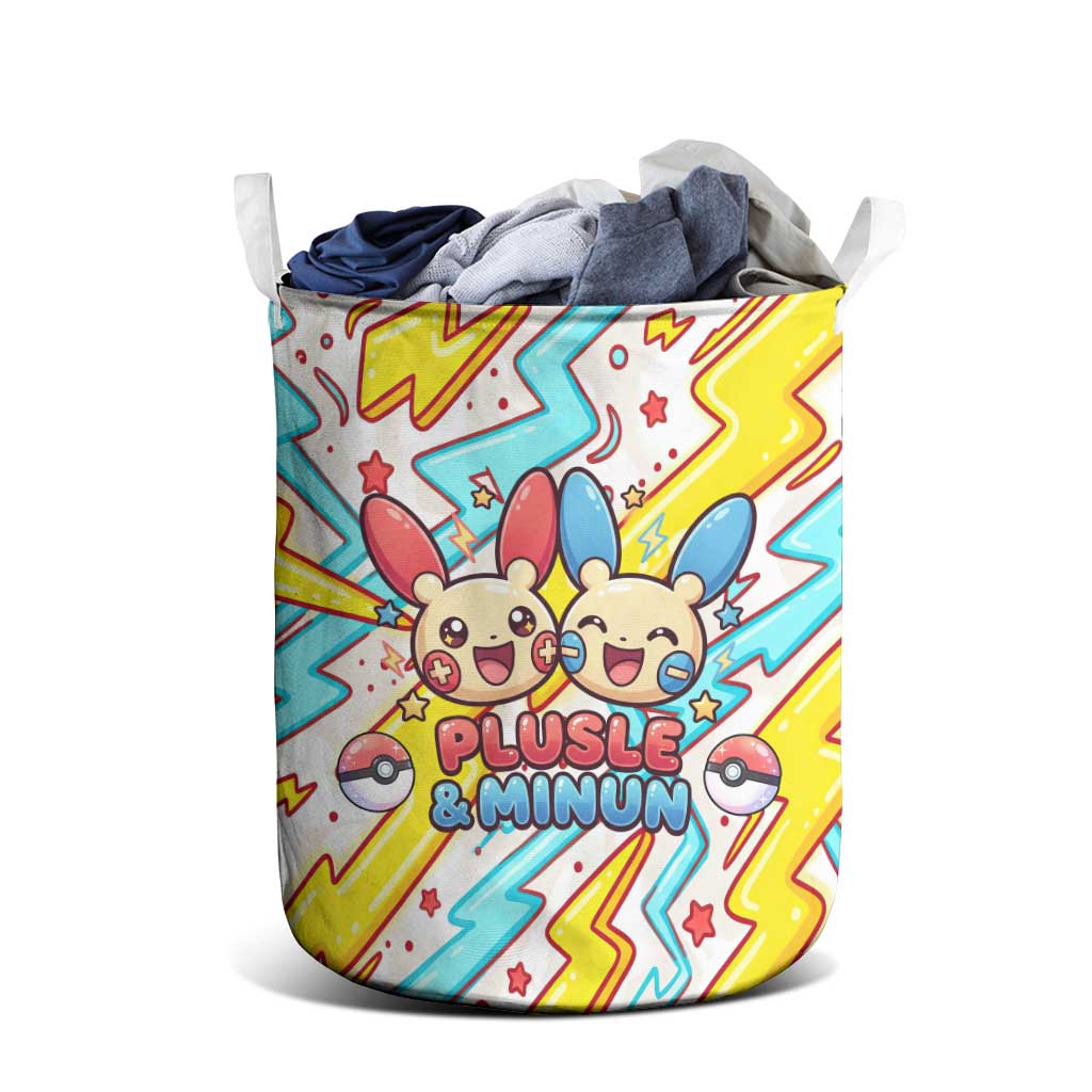 Plusle & Minun Laundry Basket Colorful Kawaii Lightning Pop Art