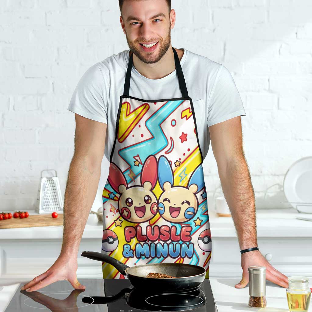 Plusle & Minun Apron Colorful Kawaii Lightning Pop Art