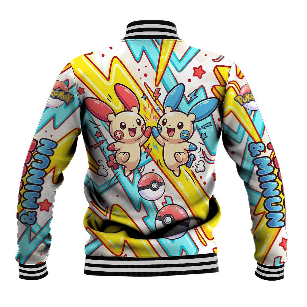 Plusle & Minun Baseball Jacket Colorful Kawaii Lightning Pop Art