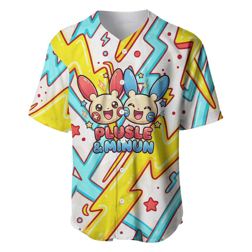 Plusle & Minun Baseball Jersey Colorful Kawaii Lightning Pop Art