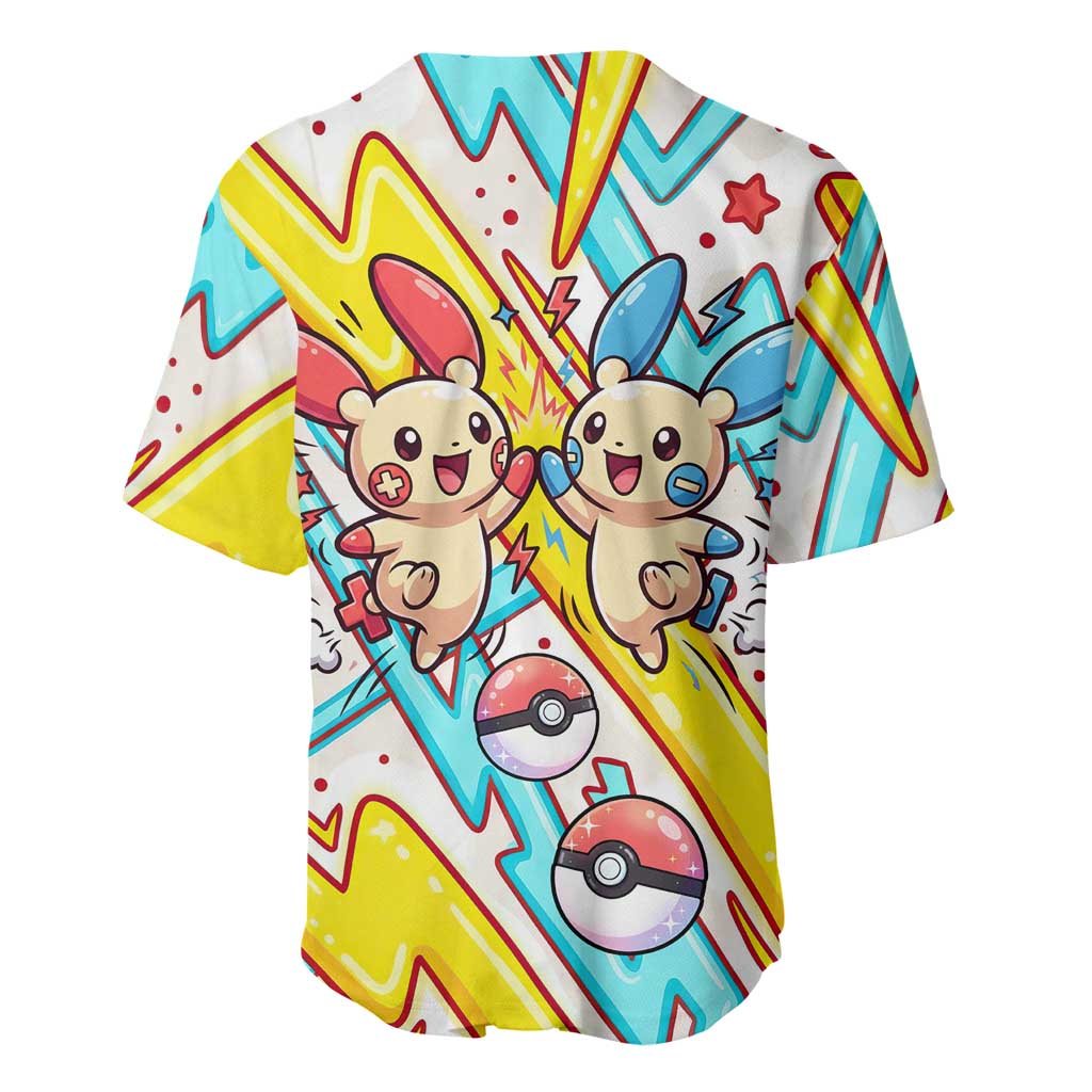 Plusle & Minun Baseball Jersey Colorful Kawaii Lightning Pop Art