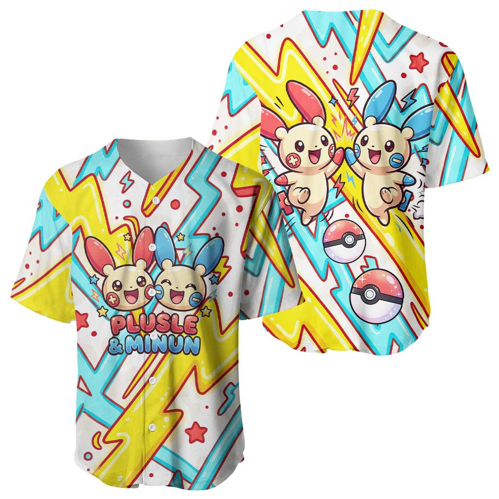 Plusle & Minun Baseball Jersey Colorful Kawaii Lightning Pop Art