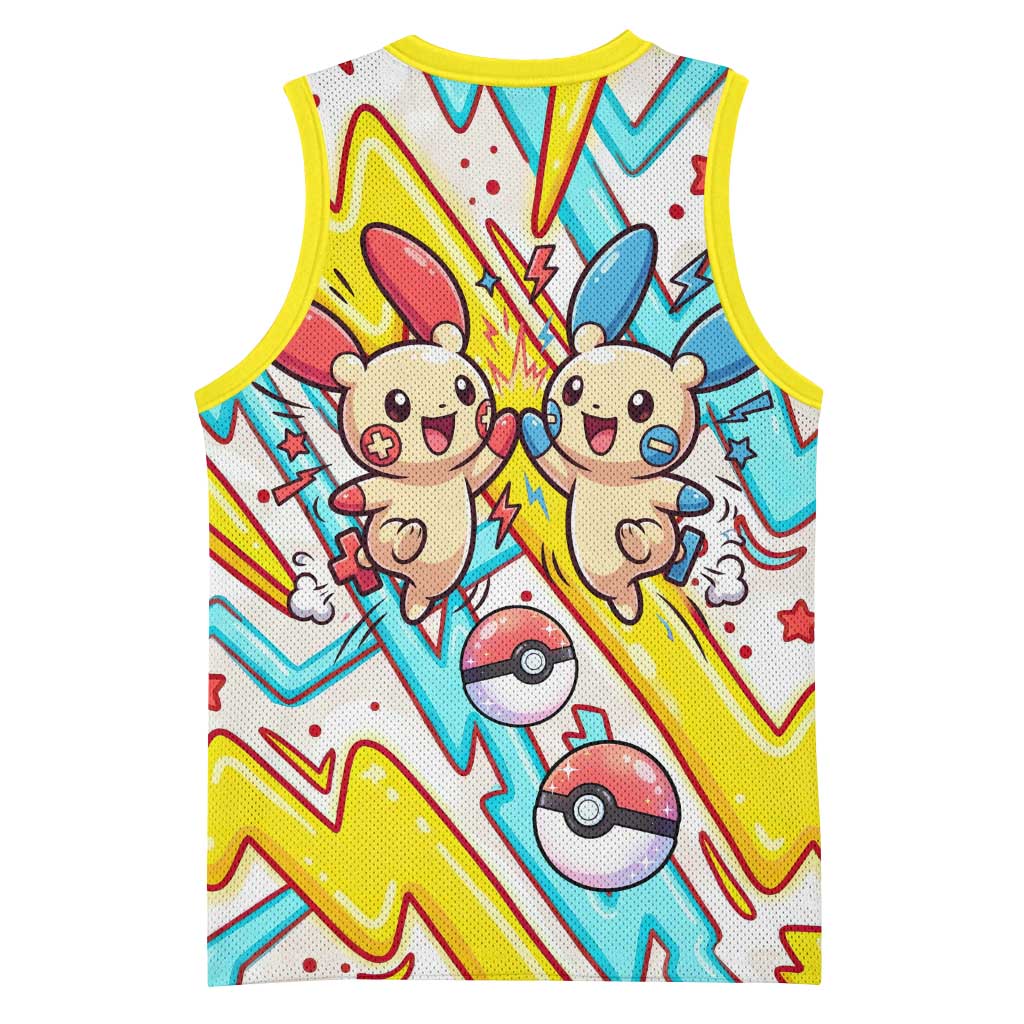 Plusle & Minun Basketball Jersey Colorful Kawaii Lightning Pop Art