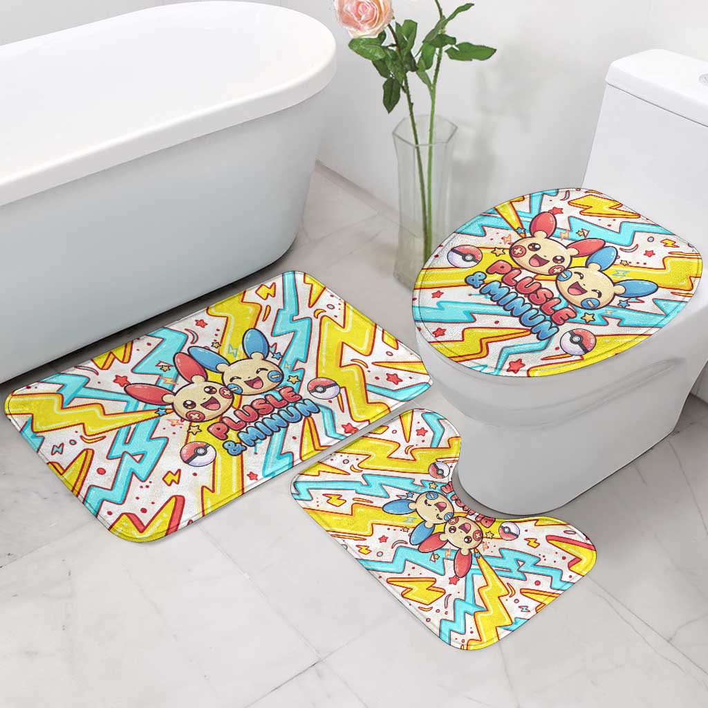 Plusle & Minun Bathroom Set Colorful Kawaii Lightning Pop Art