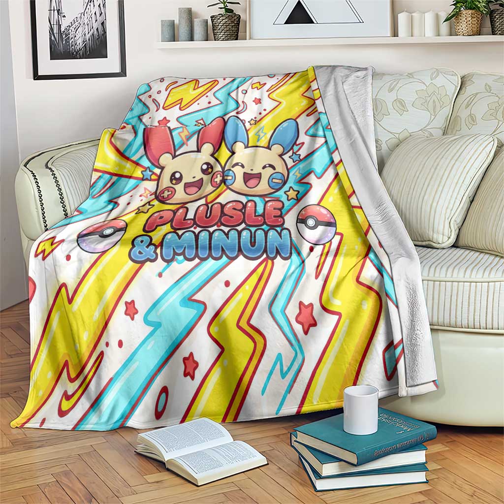 Plusle & Minun Blanket Colorful Kawaii Lightning Pop Art