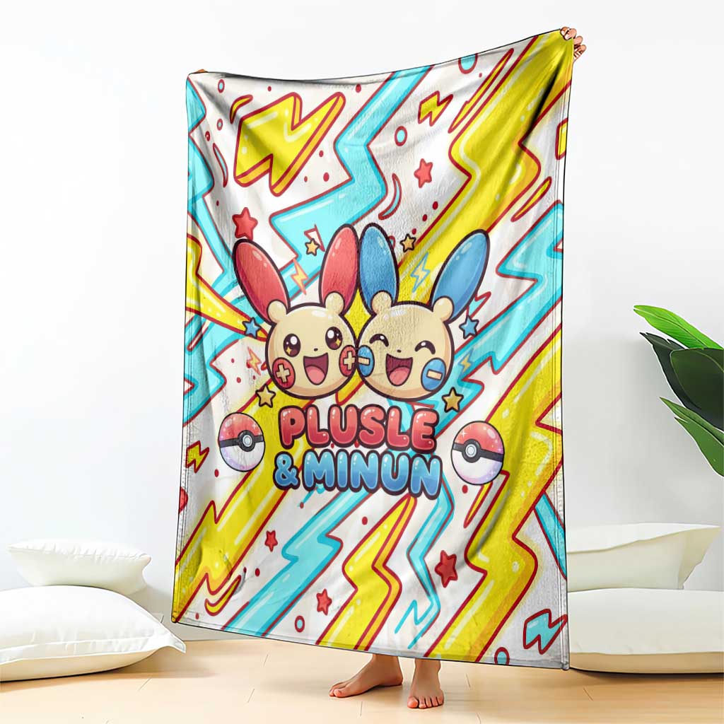 Plusle & Minun Blanket Colorful Kawaii Lightning Pop Art