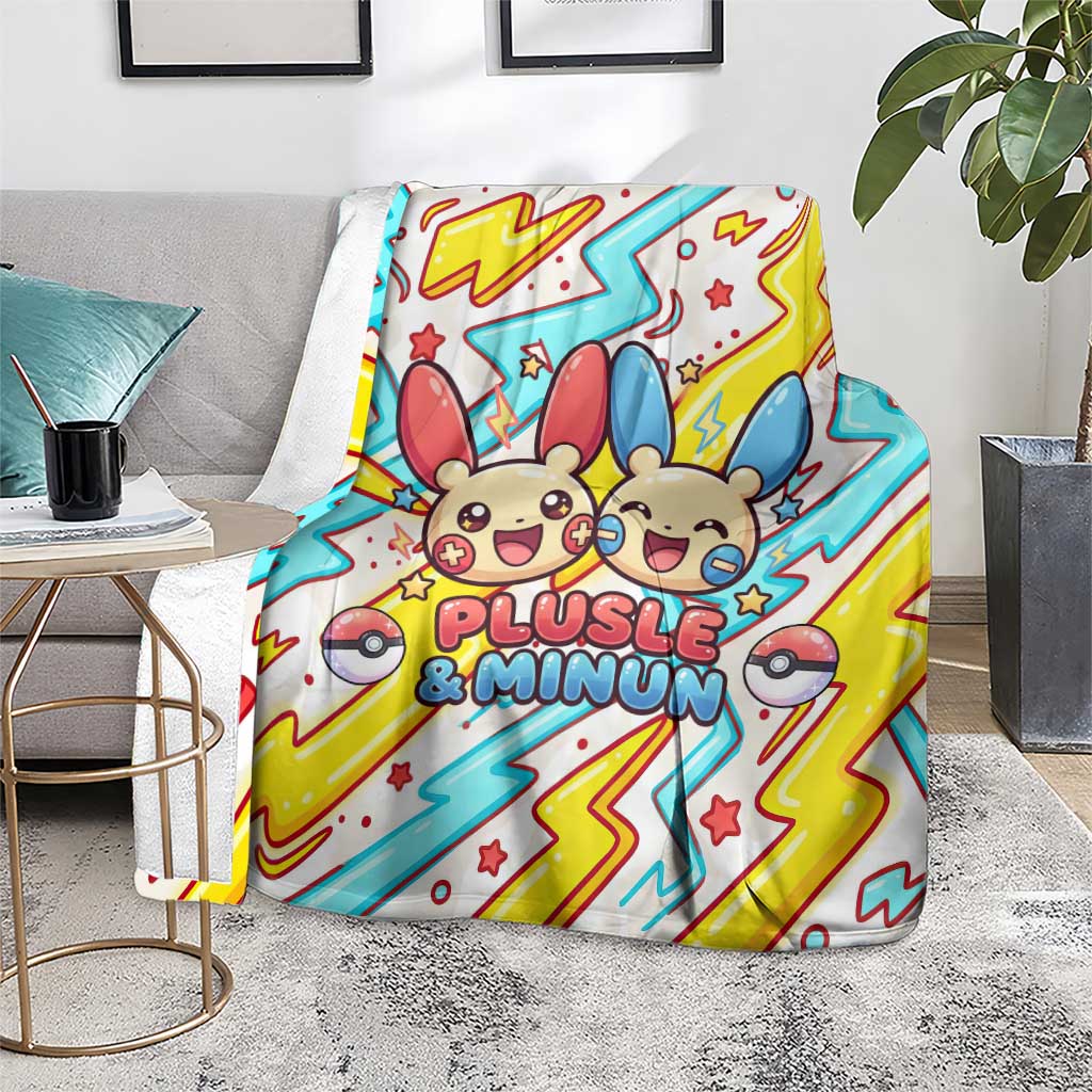 Plusle & Minun Blanket Colorful Kawaii Lightning Pop Art