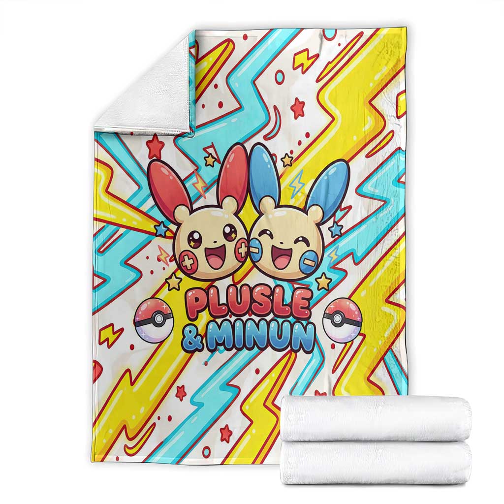Plusle & Minun Blanket Colorful Kawaii Lightning Pop Art