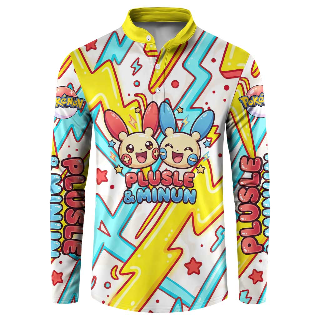 Plusle & Minun Button Sweatshirt Colorful Kawaii Lightning Pop Art