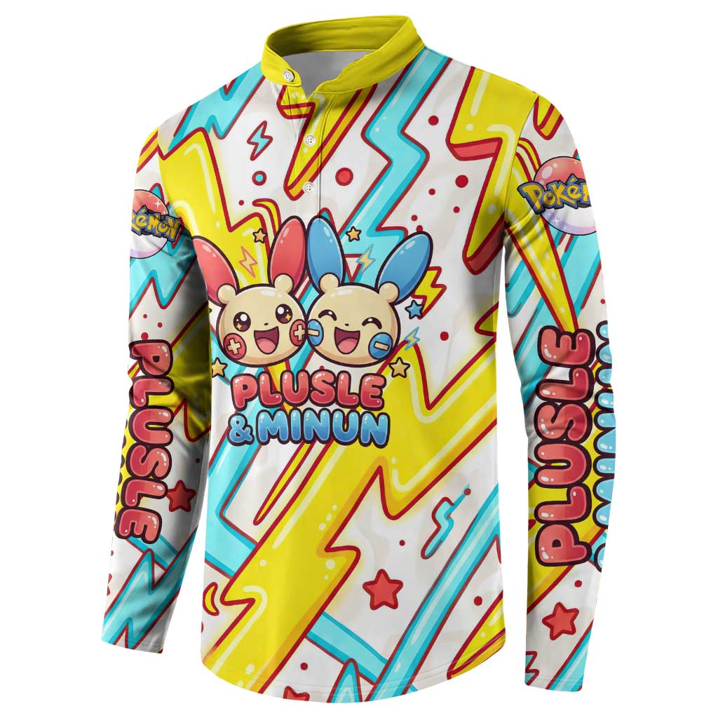 Plusle & Minun Button Sweatshirt Colorful Kawaii Lightning Pop Art