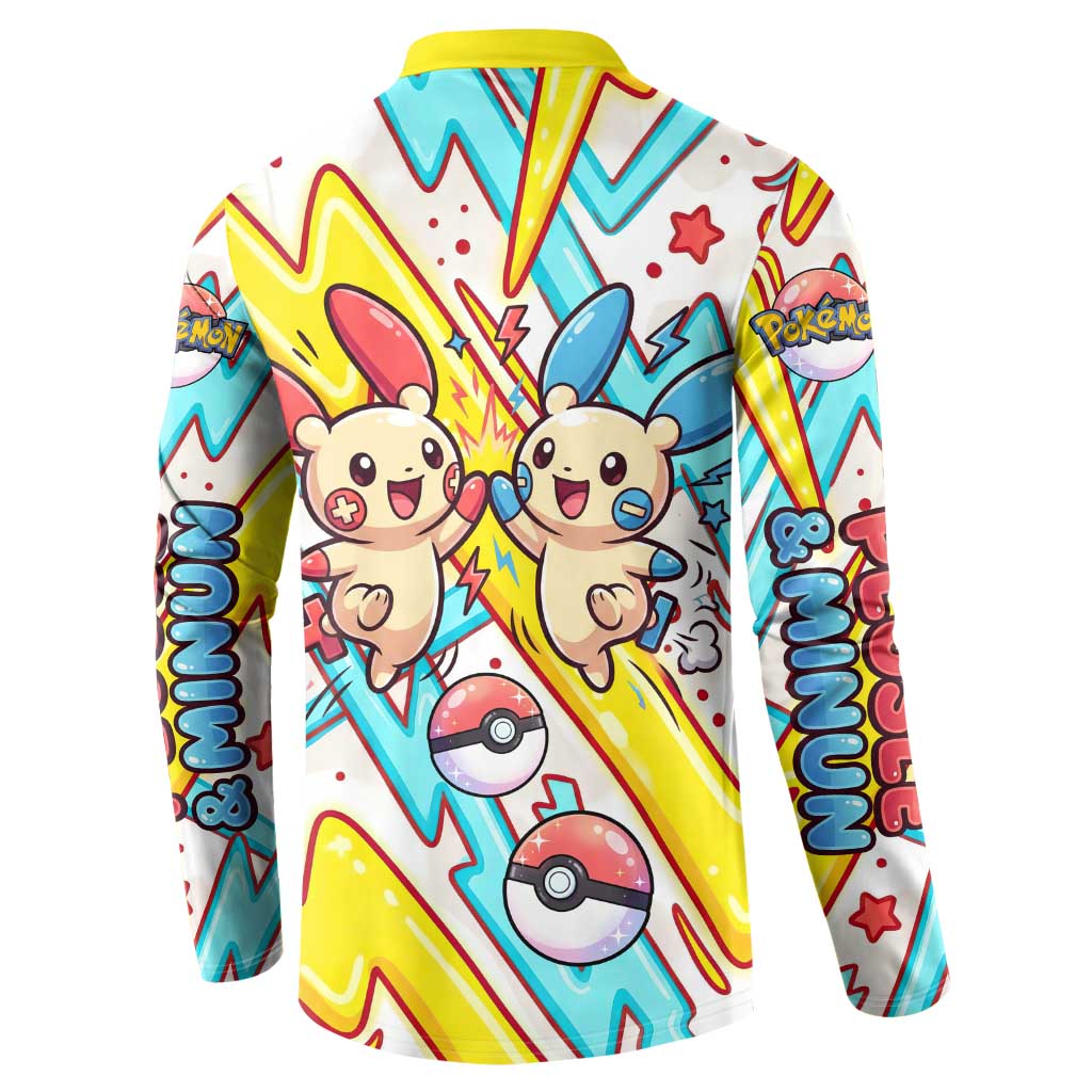 Plusle & Minun Button Sweatshirt Colorful Kawaii Lightning Pop Art