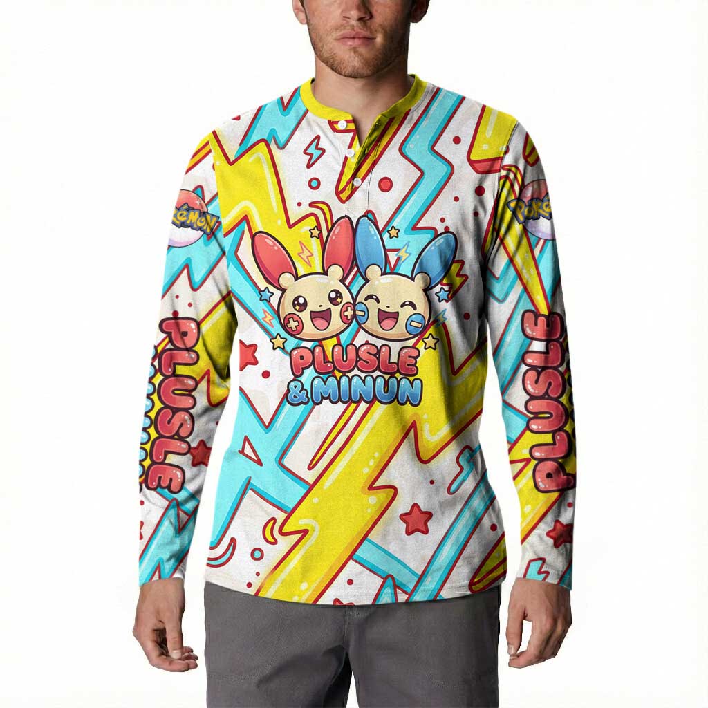 Plusle & Minun Button Sweatshirt Colorful Kawaii Lightning Pop Art
