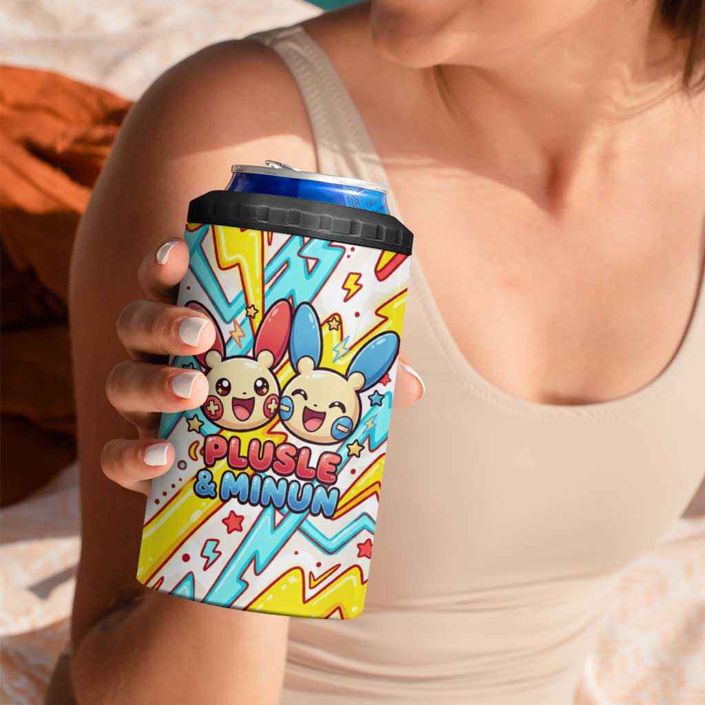Plusle & Minun 4 in 1 Can Cooler Tumbler Colorful Kawaii Lightning Pop Art