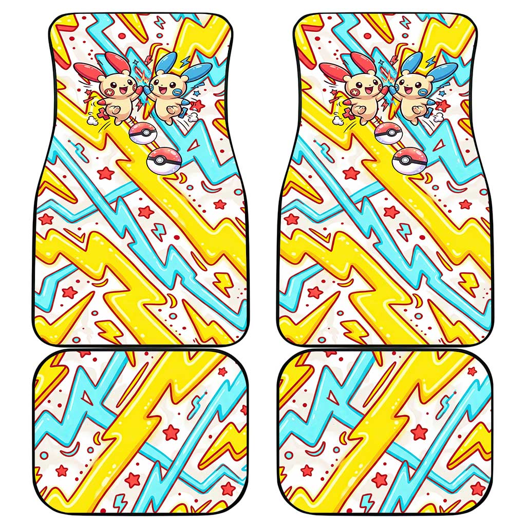 Plusle & Minun Car Mats Colorful Kawaii Lightning Pop Art