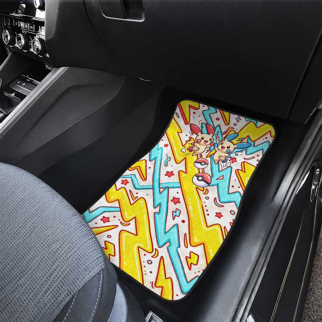 Plusle & Minun Car Mats Colorful Kawaii Lightning Pop Art