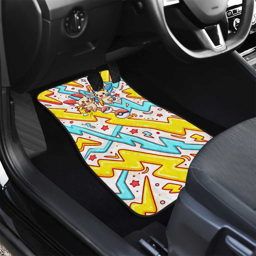 Plusle & Minun Car Mats Colorful Kawaii Lightning Pop Art